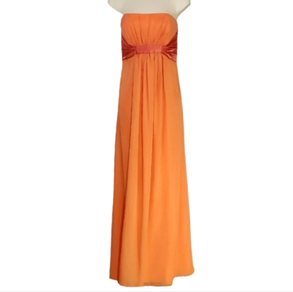 Expressions Dress Strapless Chiffon Overlay Maxi Orange Size 8 - Picture 17 of 17